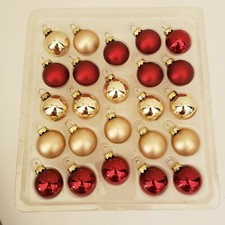 Christmas 24 Glass 1.25" Ornaments Glossy Satin Red  Gold 6 each Target