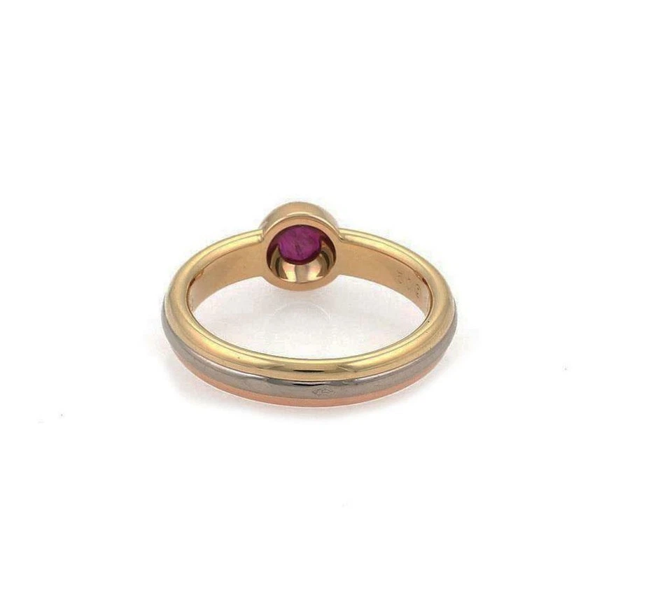 Anillo Cartier Oro Tricolor 18k Rubí Solitario Pila Banda Talla 49-US 4.5 Foto 2 de 4