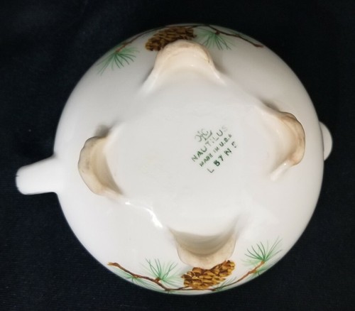 Homer Laughlin Nautilus HLC204 Creamer Gravy Boat bordo oro rami di pino - Foto 6 di 9