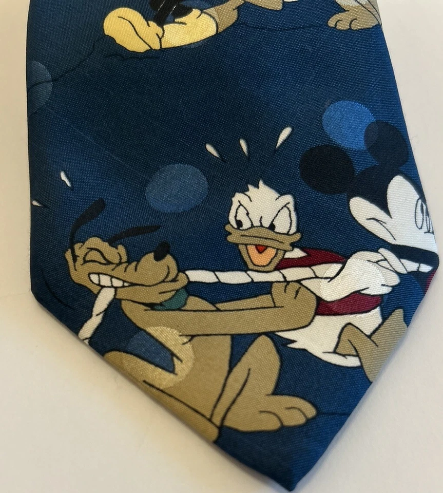 "Corbata azul Mickey Unlimited de colección de los años 90 3,75"" corbata italiana para hombre Mickey Mouse" Foto 2 de 4