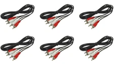 6pcs 6ft Stereo RCA Male to RCA Male Audio Input Cable MP3 CD Tape Radio Tuner 