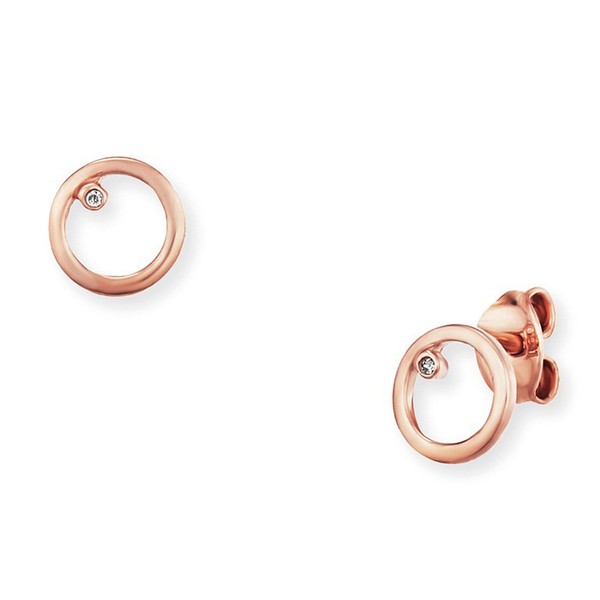Cai Ohrstecker 925 Sterling Silber Rosé Vergoldet Zirkonia Kreis Damen Fine Line-image