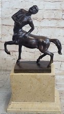 SIGNED BRONZE SCULPTURE MYTHOLOGY ART CENTAUR HIGHLY DETAILED STATUE ON MARBLE