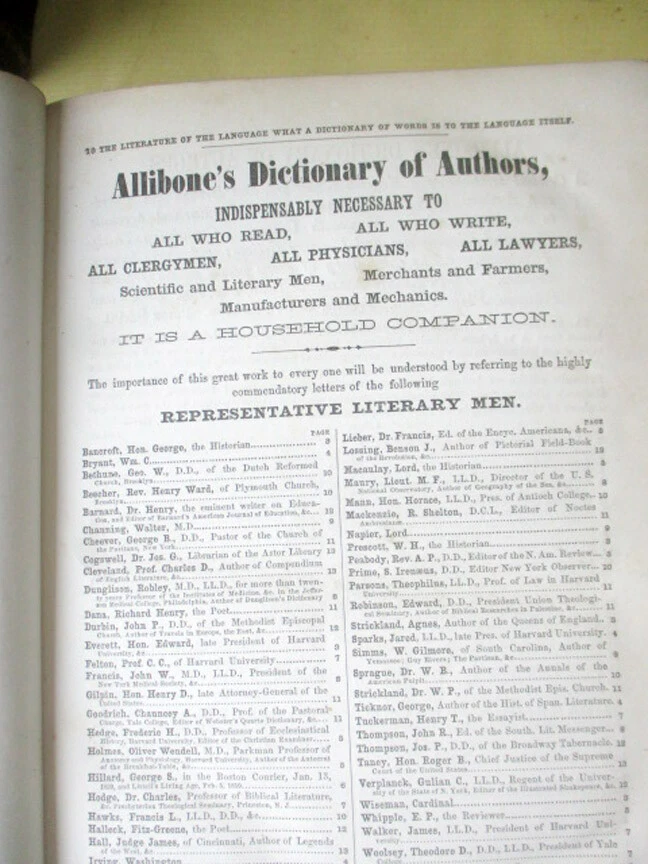 3Vols,A CRITICAL DICTIONARY Of ENGLISH LITERATURE,1859,S.Austin Allibone - Image 3 of 4