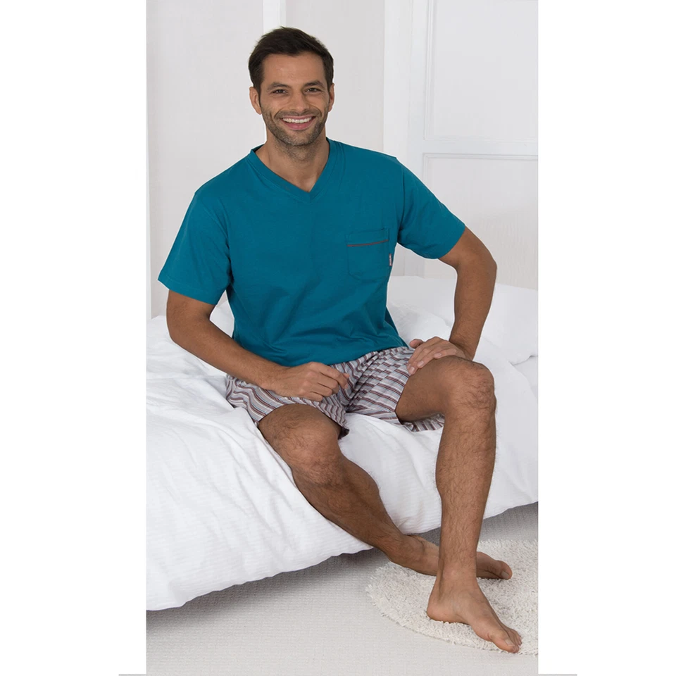 Herren Nachtwäsche Schlafanzug Pyjama kurz Manuel Baumwolle Größe M L XL XXL /// - Bild 3 von 4