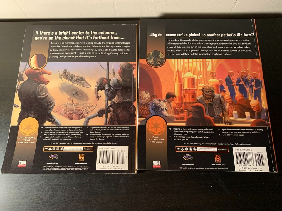 Star Wars RPG Books Secrets of Tatooine/Naboo Alien Anthology Living ...