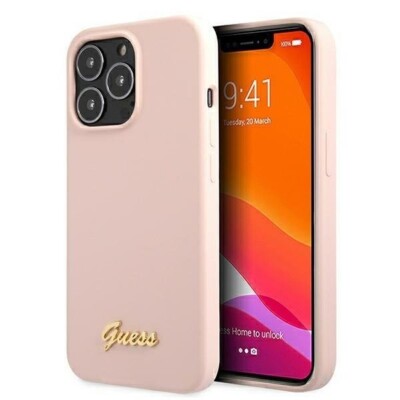 Original Guess Classic Silikon Magsafe Apple iPhone 13 Pro Max Hülle Cover Pink