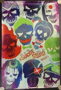 Suicide Squad Multi Colored Skulls 18" FABRIC Advertising Banner Movie ...