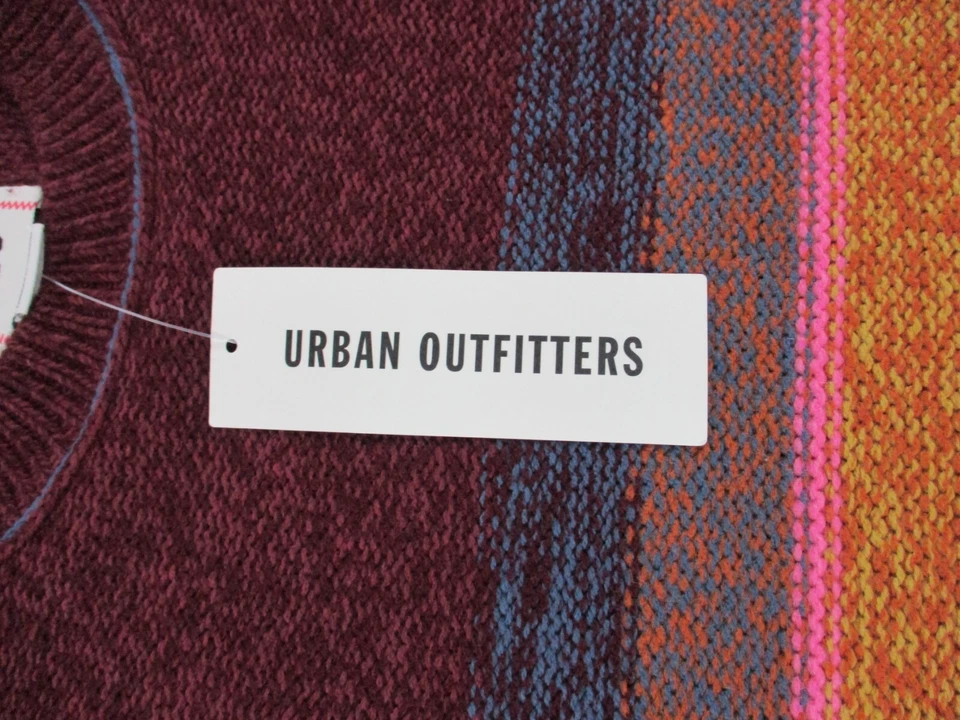 NUEVO BDG Suéter Mujer Extra Pequeño Rojo Naranja Rayas Grueso Tejido Sudadera Foto 3 de 4