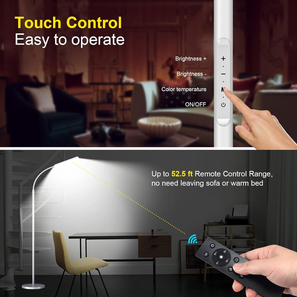 LED Floor Lamp, Bright 15W Floor Lamps for Living Room with 1H Timer