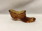 VTG FENTON Cat Head "Hob Nob" Amber Glass Slipper.