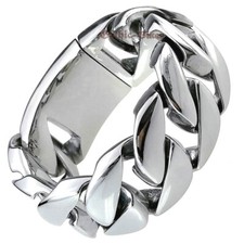 Super Heavy 31mm Men Polished Cuban Curb Chain Stainless Steel Bracelet Necklace