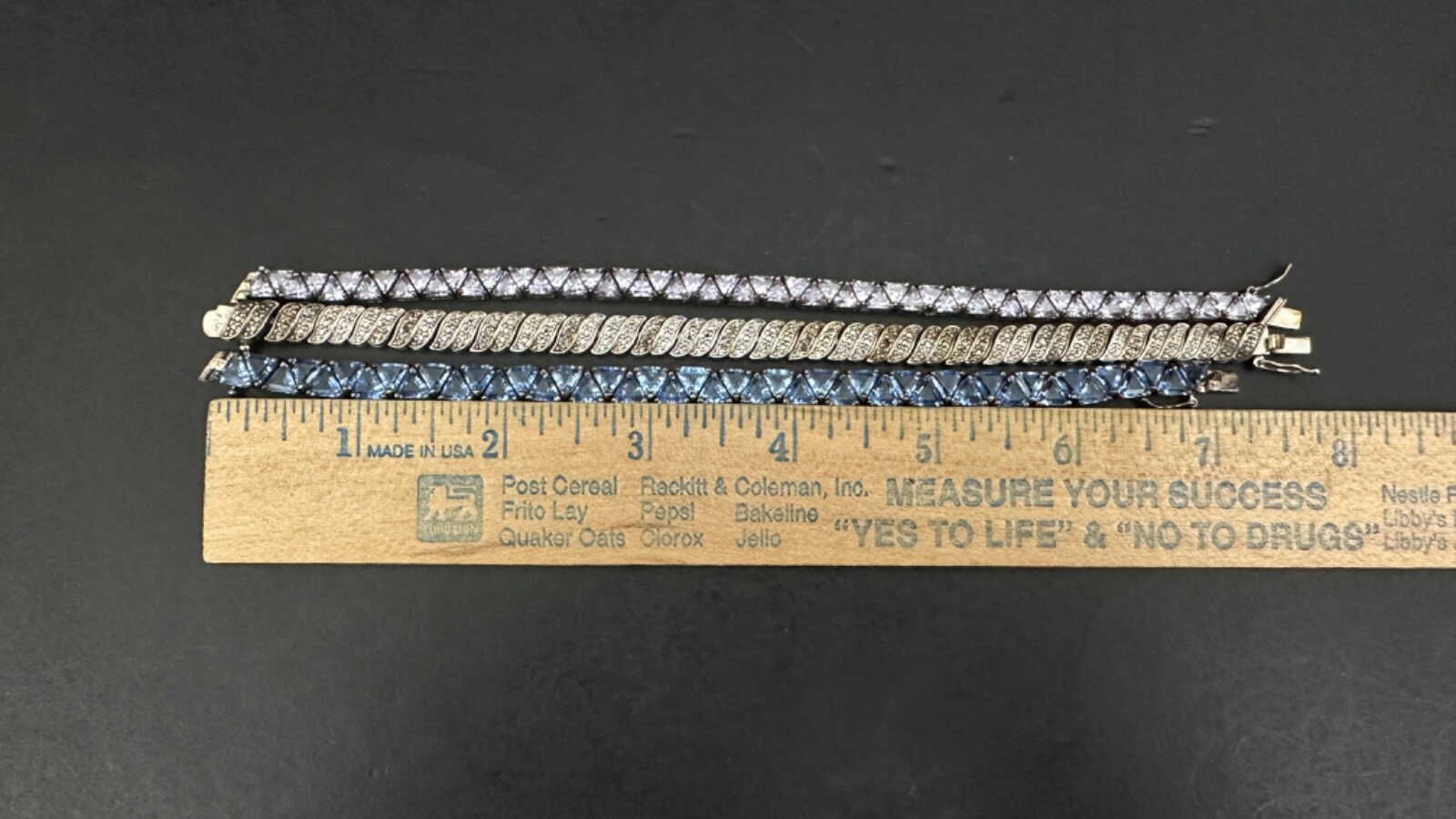 3 Multi Color, Solid Sterling Silver Line Style, … - image 3