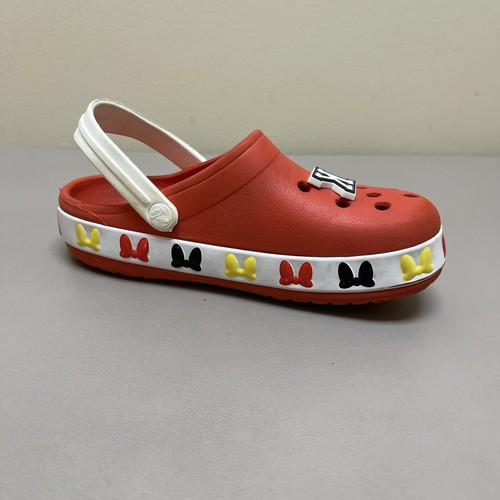 Crocs Disney Minnie Mouse Clogs Girls Size C13 Red Sandals Slip On Shoes Charms - Picture 8 of 13