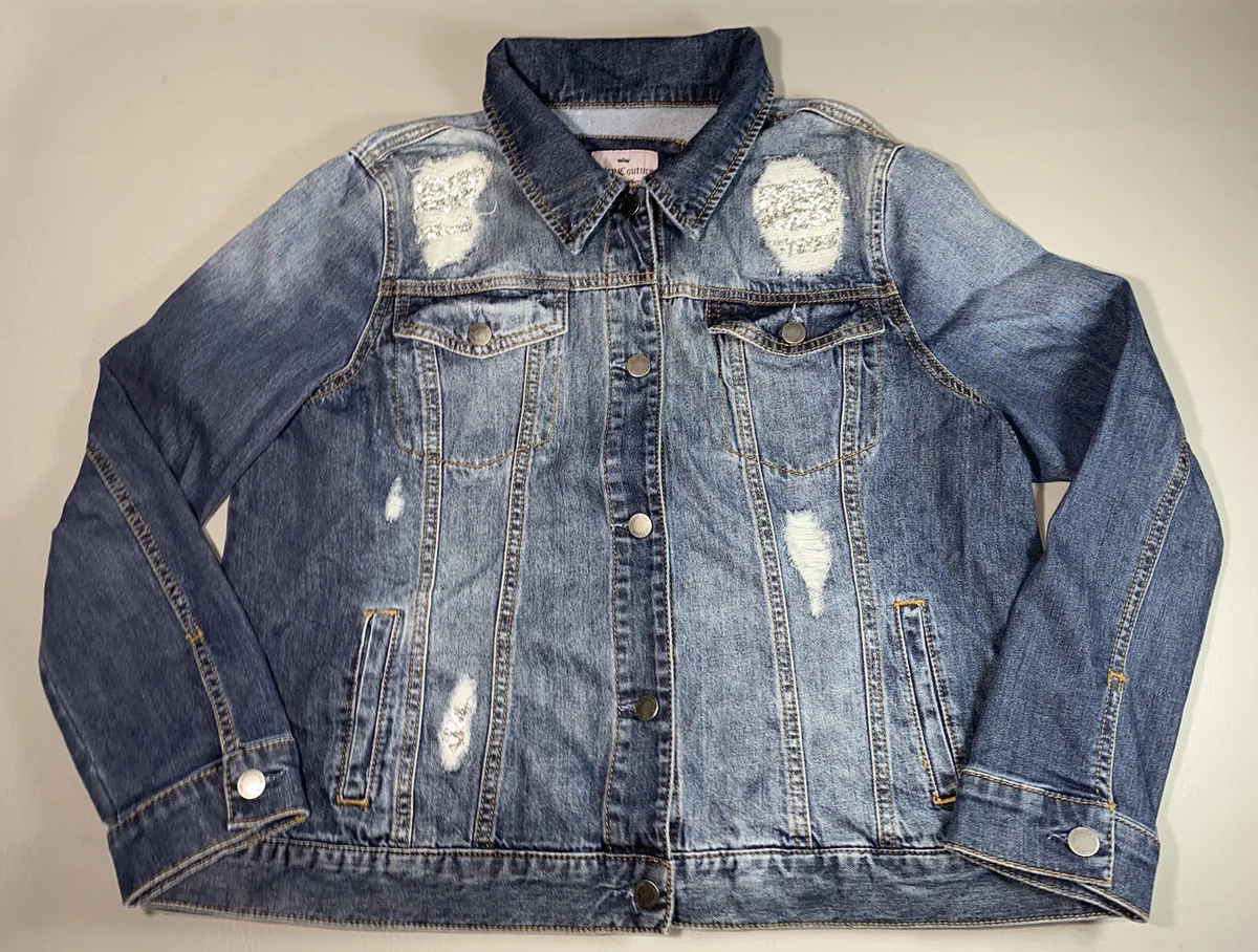 Vintage Juicy Couture LA Women s XL Blue Denim Jean Jacket Diamond