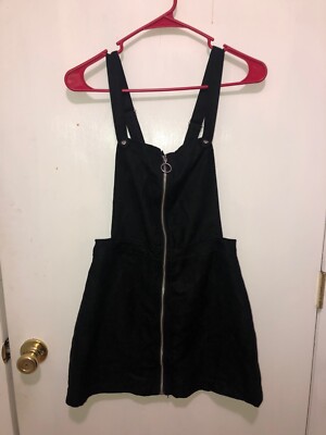 NWT H&M Divided Black Velvet Texture Zipper Overall Dress Womens SZ 4 NEW