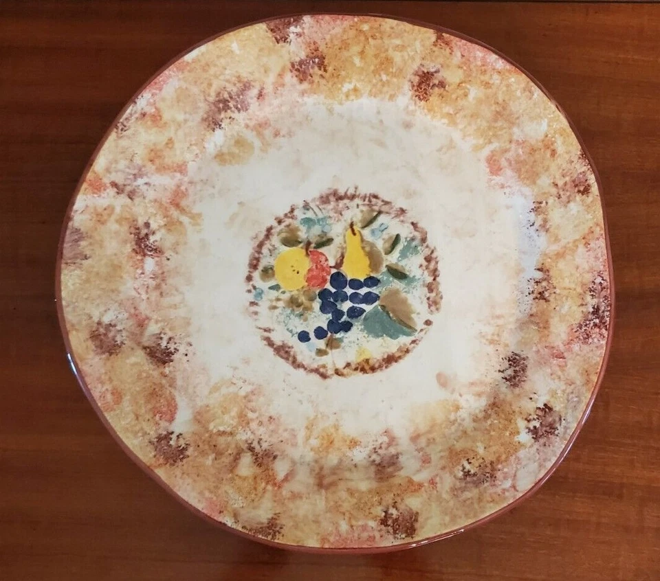 CERÁMICA HECHA A MANO Y PINTADA EN ITALIA PLATO PARA SERVIR 12" CON ILUSTRACIONES DE FRUTAS Foto 2 de 4
