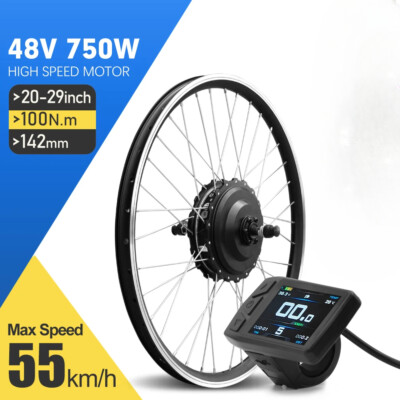 E-bike Conversion Kit 48V 750W Brushless Rear Hub Motor Wheel 20-29Inch 700C