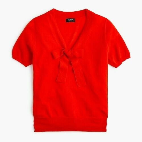 NWT J.Crew TieNeck ShortSleeve Sweater In Everyday Cashmere SIZEXXS