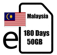 Malaysia eSIM 50GB/180d-Travel , Data Only, Email Delivery, No SIM Card