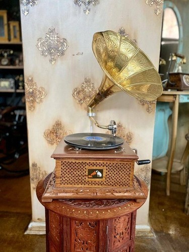 Antique Gramophone HMV Fully Functional Working Gramophone Win-Up Record Player - Imagen 5 de 5