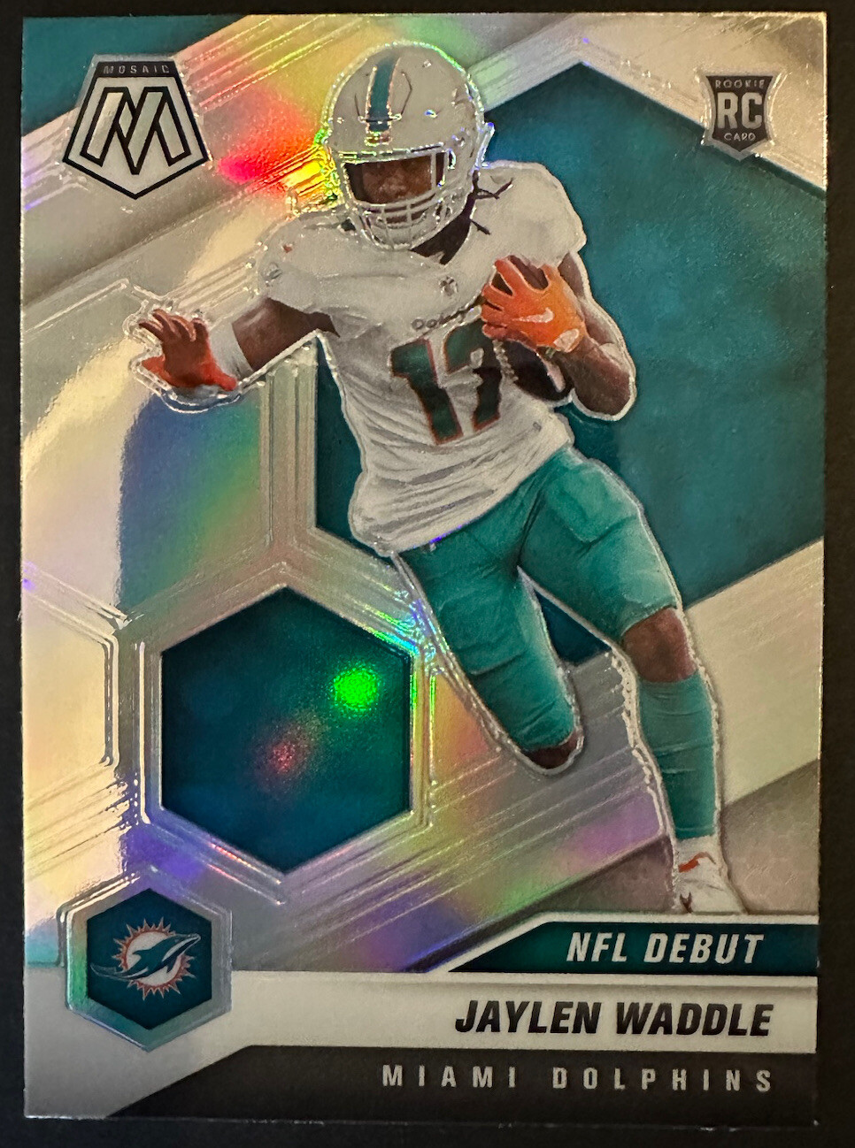 2021 Panini Mosaic Jaylen Waddle #248 NFL Debut Silver Prizm Rookie RC Dolphins