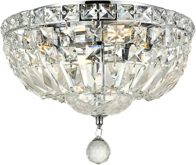 CHROME BEDROOM FOYER HALLWAY BATHROOM CRYSTAL FLUSH MOUNT CHANDELIER 4 LIGHT 12''