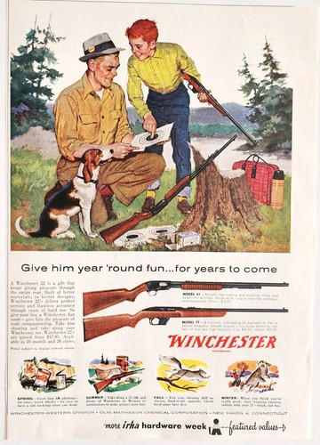 1958 Winchester Rifles Model 61 77 Advertisement Vintage Guns Hunting DWPP18 - Picture 2 of 2