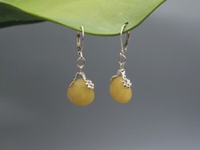 Gelbe Jade Tropfen 925 Silber Ohrringe