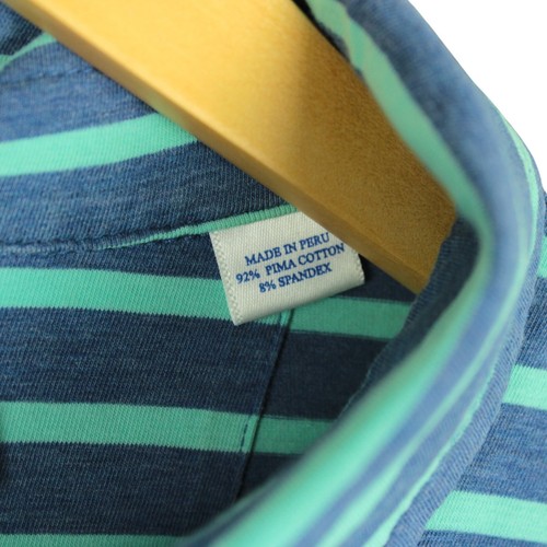 Southern Tide Polo Shirt Mens Medium Blue Striped Pima Cotton Blend Performance - Picture 6 of 11