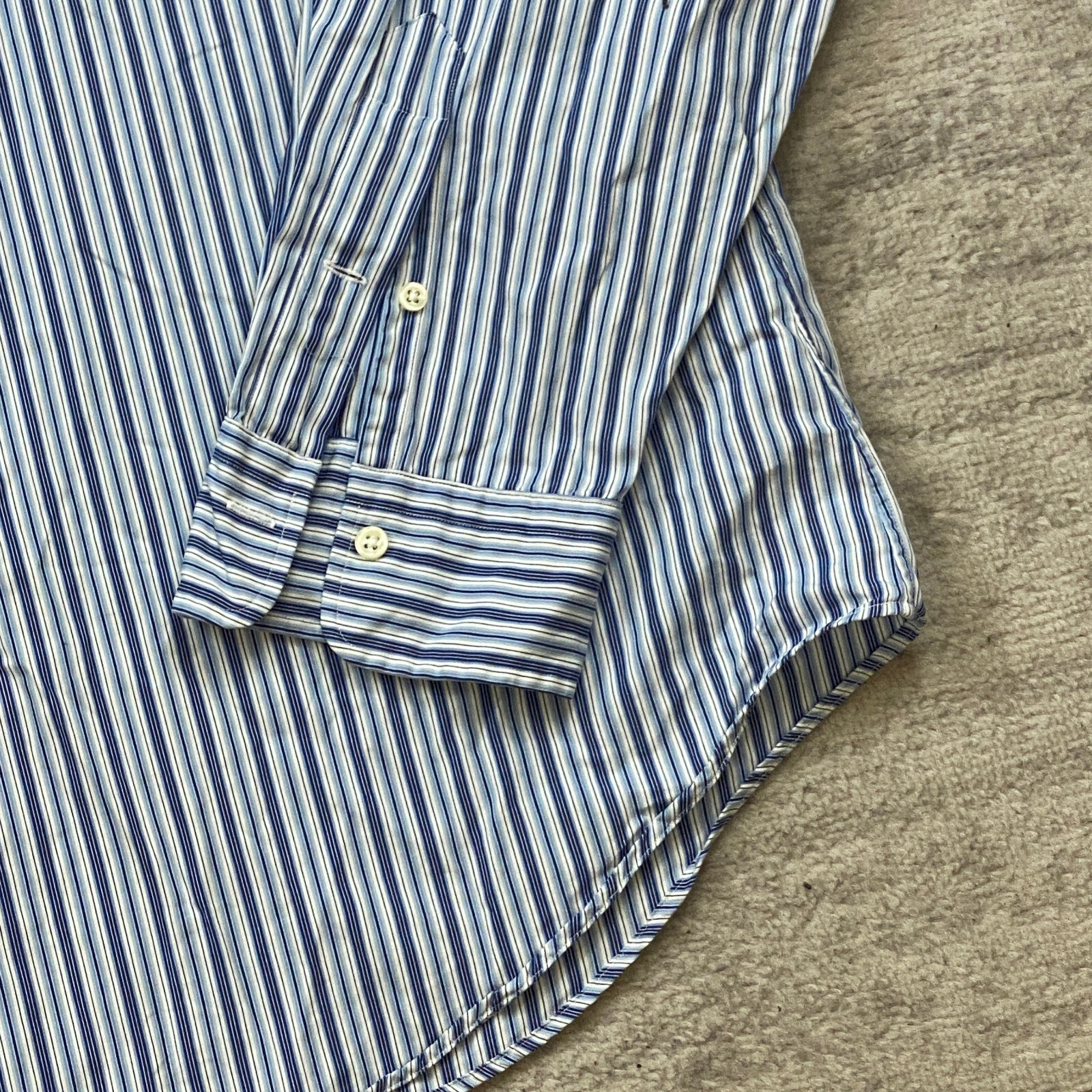 Polo Ralph Lauren camicia abbottonata 2XL XXL blu bianco pony manica lunga esterno