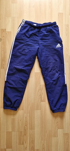 1 X HERREN JOGGINGHOSE/TRAININGSHOSE ADIDAS Gr. 7 - BLAU MIT WEISSEN STREIFEN