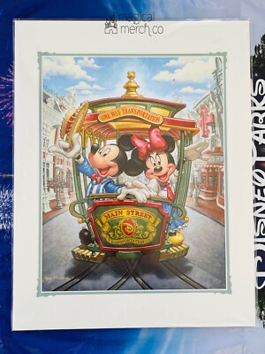 2020 Disney Parks Greg McCullough Main Street Trolley Mickey Minnie 14x18'' Print