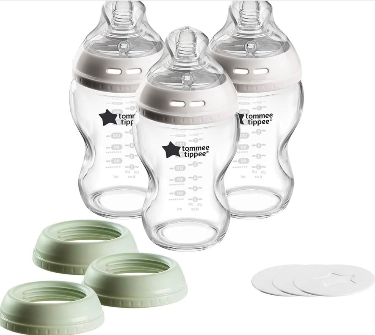 Tommee Tippee Natural Start 9 oz Glass Baby Bottles, Self St
