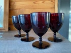 Vintage Anchor Hocking Monarch Royal Ruby Red Water/Wine Goblets Set Of 4