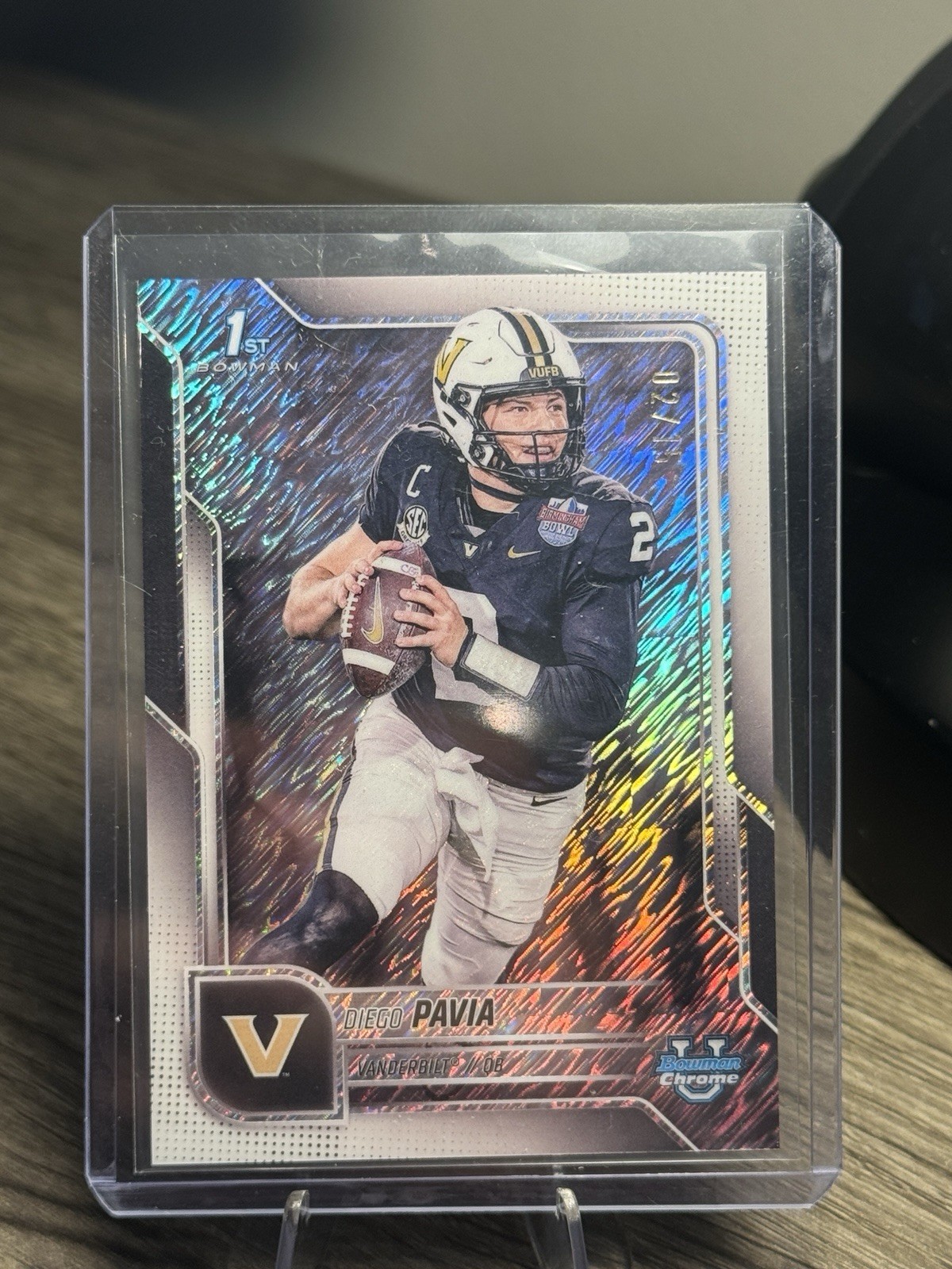 2025 Bowman University Chrome 1st Diego Pavia White Shimmer #2/15 Jersey Match