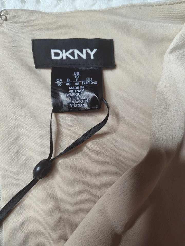 Vestido DKNY Cuello en V Formal Bisiness Beige/Taupe Talla 10 Foto 3 de 4