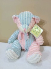 Vtg Russ Berrie Twiddles Baby Bear Stuffed Animal Rattle Plush Pink Blue Stripes