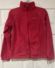 Columbia Size S Womens Pink Athletic Full Zip w/Pockets Fleece Jacket EUC