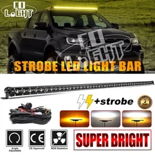 Roof 50'' Inch LED Light Bar Amber White Strobe Offroad Driving 4WD Truck +Wire