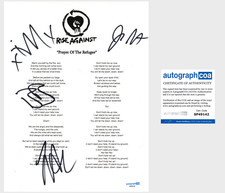 Rise Against Band Signed Lyric Sheet Prayer Of The Refugee Tim Mcilrath +3 ACOA