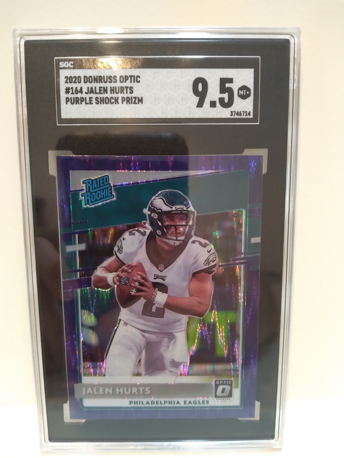 2020 Donruss Optic - Rated Rookie Jalen Hurts #164 Purple Shock Prizm SGC 9.5