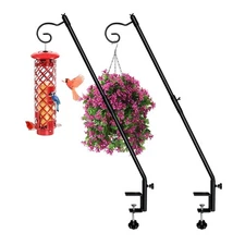 Deck Bird Feeder Hanger for Railing, 31 Inch Clamp on Birdfeeder Poles, Adjus...