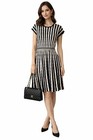NWT Ming Wang Black White 3D Wavy Knit Women's Sweater Dress Career sz. XS