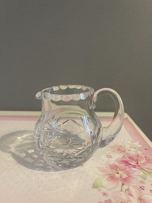 Vintage Milch Sahnekännchen Kristallschliff Klarglas Tortenboden Rand 150ml klein 8,5cm