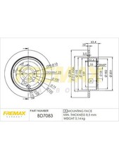 Fremax Brake Disc Rear Pair fits Subaru Outback 2.5 BR,BRM i AWD (BD-7083)