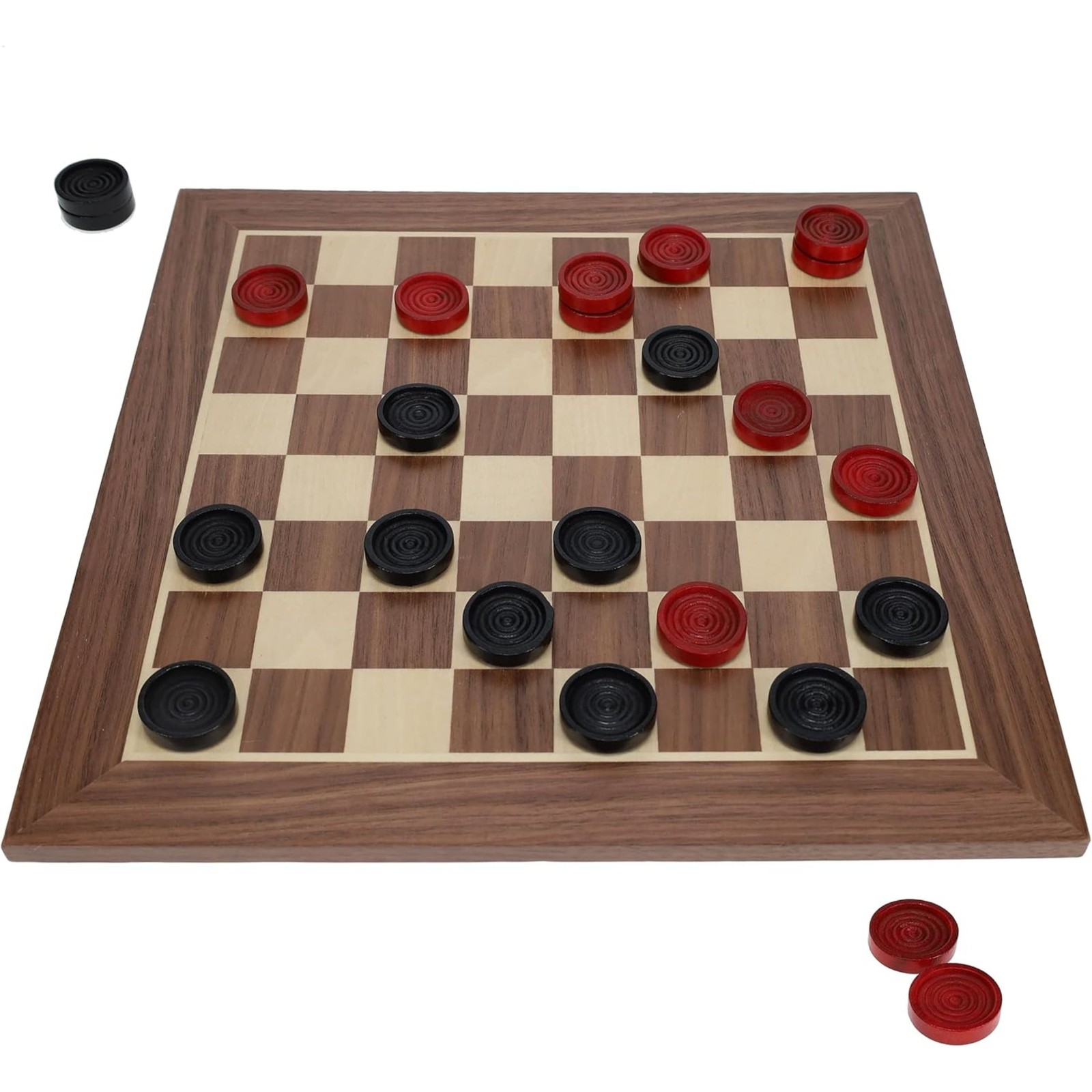 WE Games Old School Red and Black Wooden Checkers Set -12 in