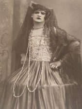 Circa 1910 RPPC of Young TRANSVESTITE in Hoop Skirt GAY INTEREST