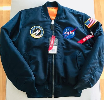 Alpha Industries L Nasa Blue Ma-1 CWU-45 B-15 Schott avirex bomber pilot jacket - Bild 1 von 4
