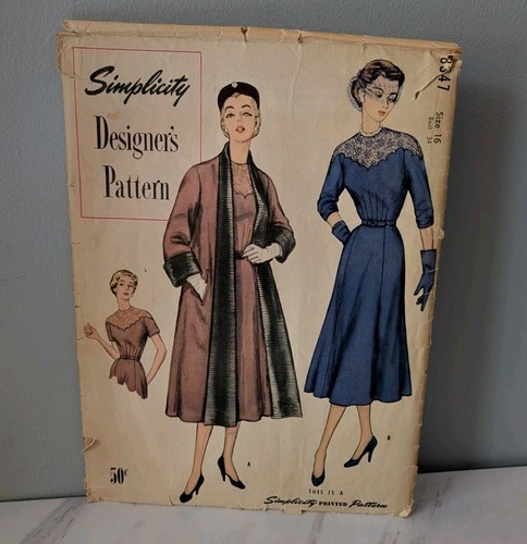 1950s Simplicity Sewing Pattern 8347 Size 16